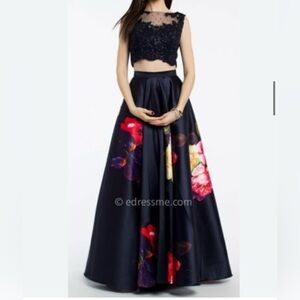 Camille La Vie Elegant Blue Floral Women's Dress